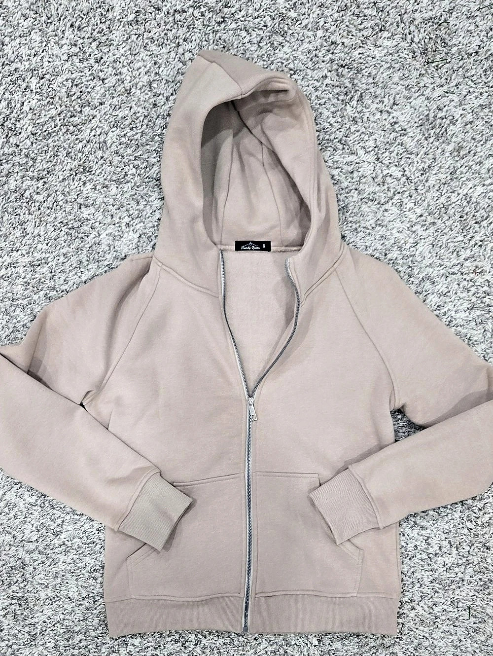 Trendy Queen Zip Front Hoodie Mocha Size Medium Like New